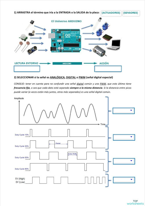 Arduino: fichas interactivas y ejercicios online | TopWorksheets