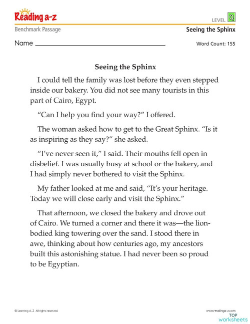 Level Q: Seeing the sphinx. Interactive worksheet | TopWorksheets