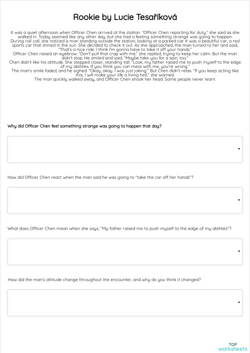Rookie by Lucie Tesaříková. Interactive worksheet TopWorksheets