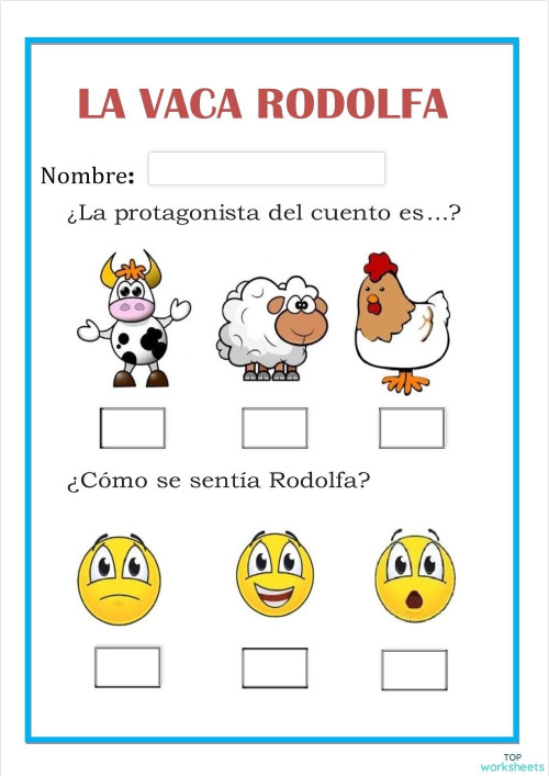 FICHA DE LA VACA RODOLFA. Ficha interactiva | TopWorksheets
