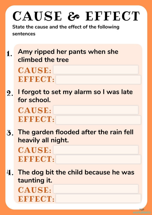 Cause and Effect. Interactive worksheet | TopWorksheets