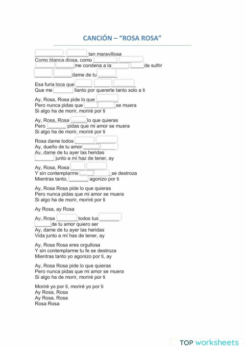 Rosa rosa - sandro (ele). Ficha interactiva | TopWorksheets