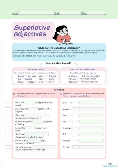 L3-043-Superlative Adjectives _all forms 2. Interactive worksheet ...