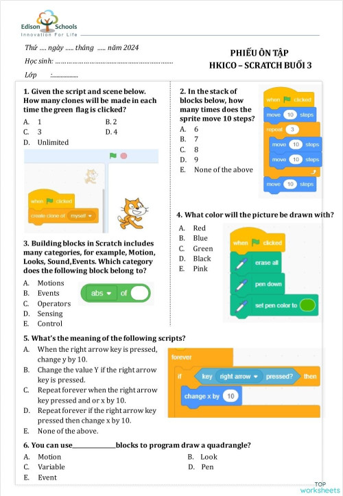 HKICO - BUỔI 3. Bài tập tương tác | TopWorksheets