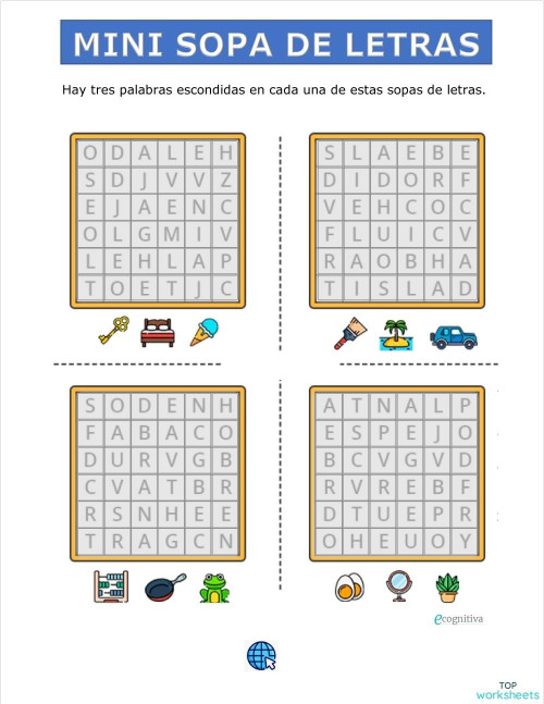 Mini sopa de letras 03. Ficha interactiva | TopWorksheets