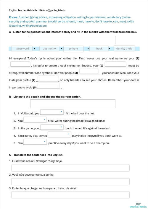 Grammar - Digital World & Daily Rules - Modals. Ficha interativa ...