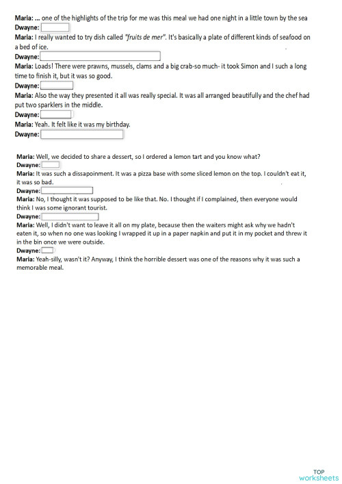 Complete the conversations Paymentez 31.01.2023. Interactive worksheet ...