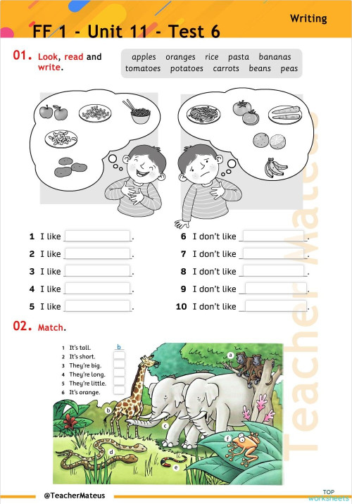 FF 1 - Unit 11 - Test 6 - Writing. Interactive worksheet | TopWorksheets