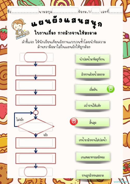 ผังงานแบบวนซ้ำ ใบงานเชิงโต้ตอบ | TopWorksheets