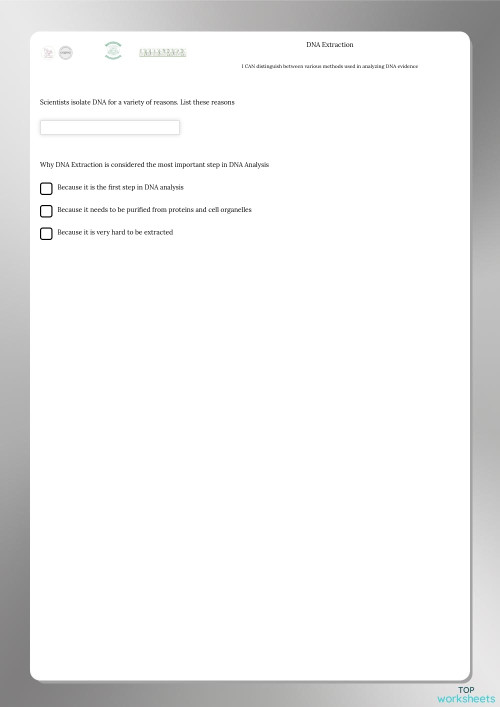 DNA Extraction. Interactive worksheet | TopWorksheets