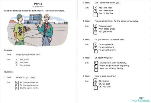 Dialogue Fred and Jim. Interactive worksheet | TopWorksheets