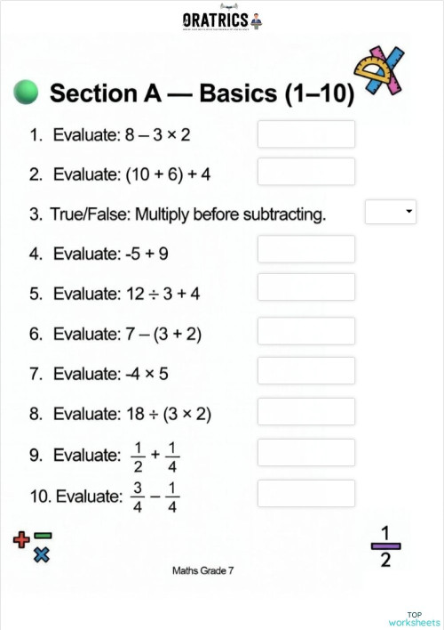 Grade 7 37 1. Interactive worksheet | TopWorksheets