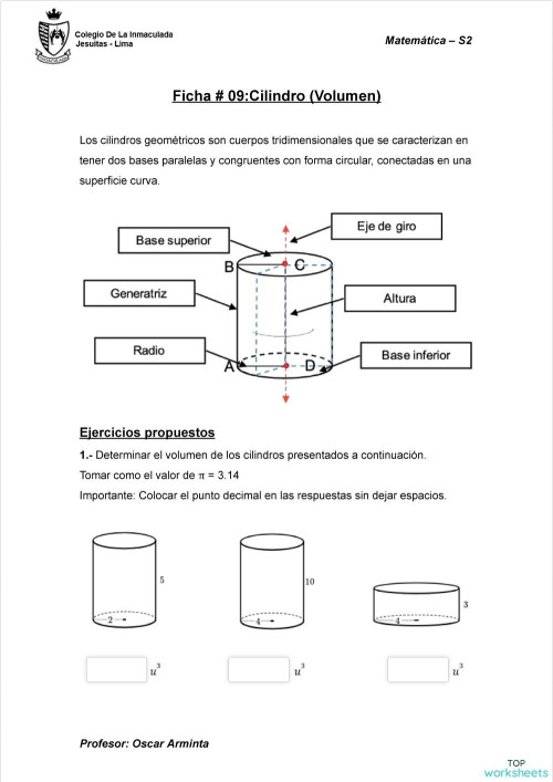 Circulo Y Circunferencia Ficha Interactiva Algebra Formulas Math