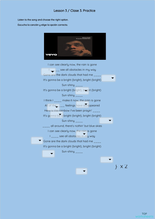 Lesson 3 Practice Song. Interactive worksheet | TopWorksheets