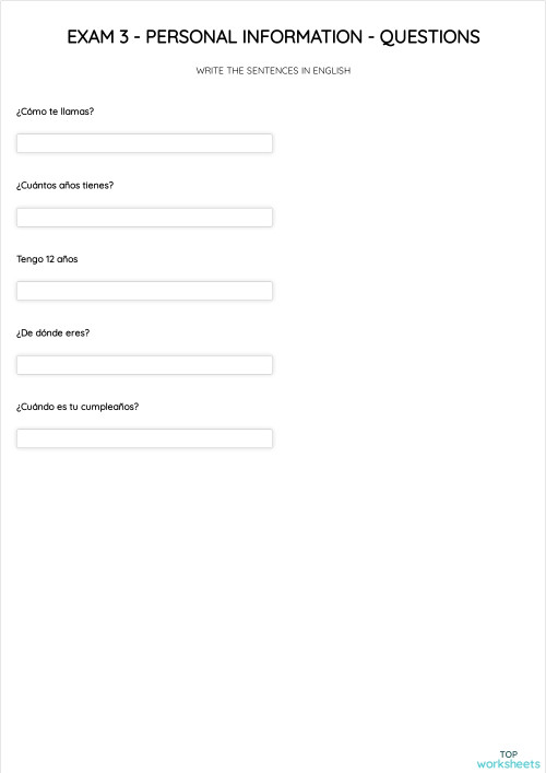 Personal questions: interactive worksheets and online exercises ...