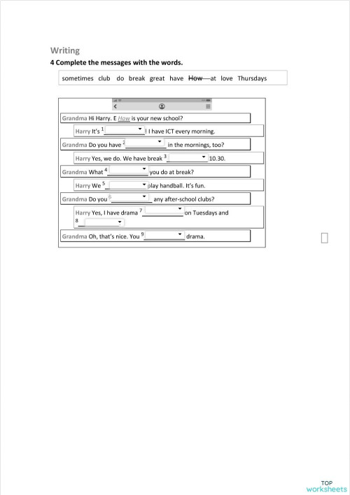 TEST PRESENT SIMPLE WRITING U1. Interactive worksheet | TopWorksheets