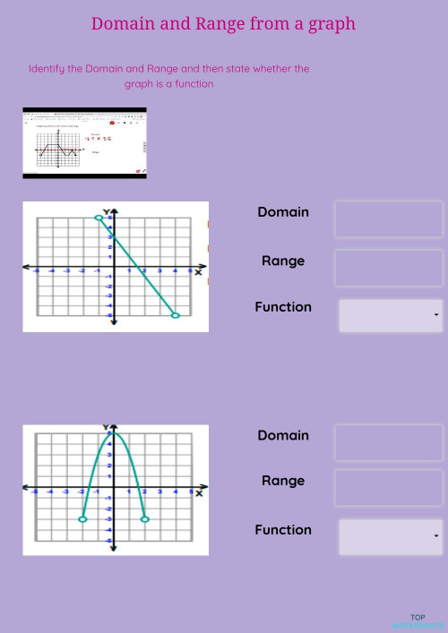 Domain and Range 9/15. Interactive worksheet | TopWorksheets
