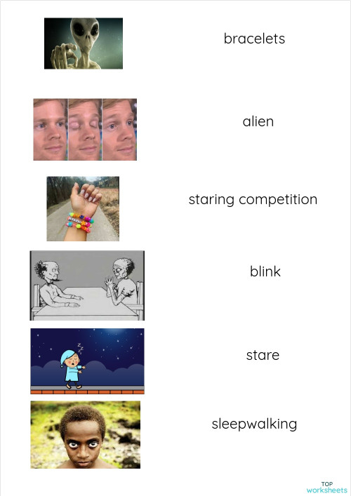Match the word to the pictures!. Interactive worksheet | TopWorksheets