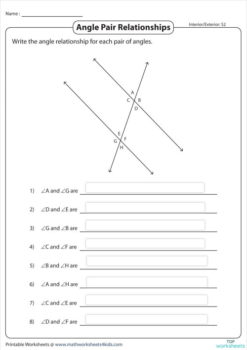 Angle Pair Relationships Interactive Worksheet TopWorksheets Angle Pair Relationships Interactive Worksheet TopWorksheets