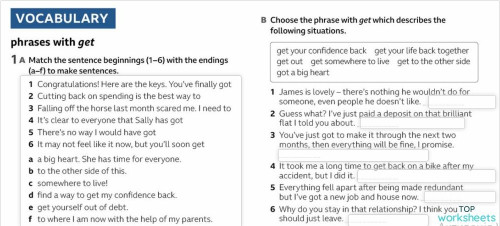Get phrases. Interactive worksheet | TopWorksheets