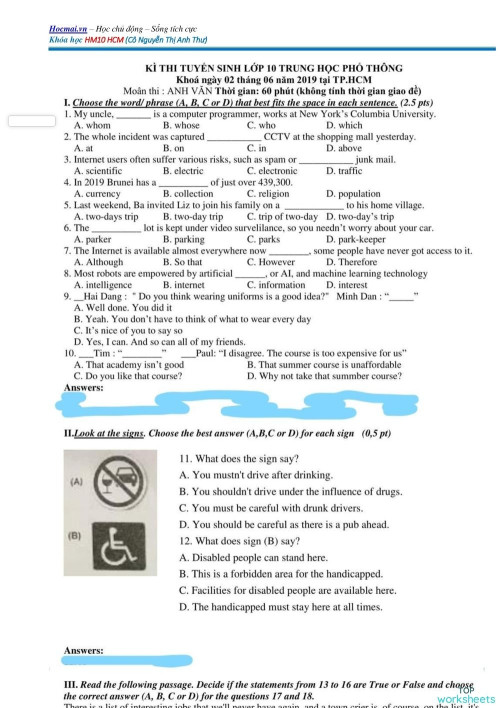 Worksheet 22.1 - Unit 10: Science and Technology. Interactive worksheet ...