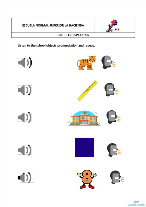 Pre- Test: Speaking. Interactive worksheet | TopWorksheets