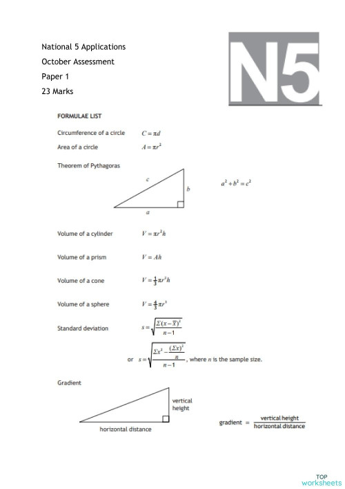 Non Calculator National 5 Applications. Interactive worksheet ...