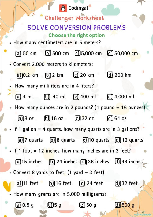 M_G05M14L40_WC03_Solving Conversion Problems. Interactive worksheet ...