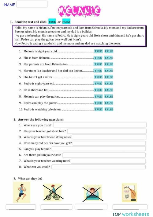 1st Children Practica examen final. Interactive worksheet | TopWorksheets