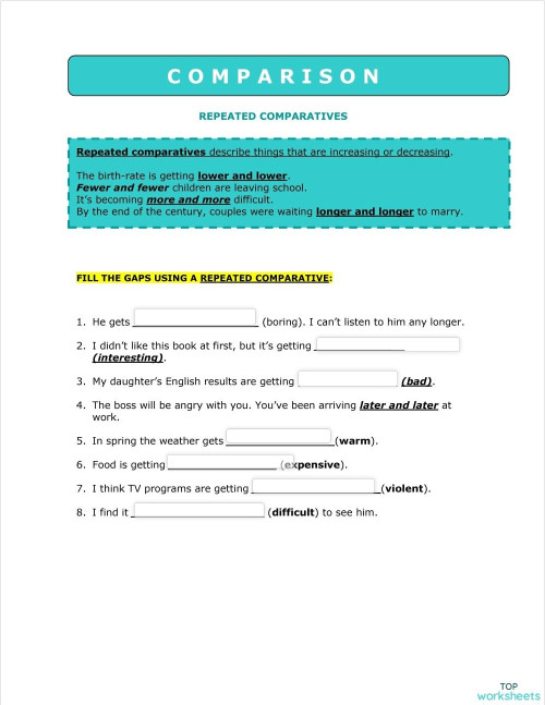 Unit 08. Double and repeated comparatives. Interactive worksheet ...