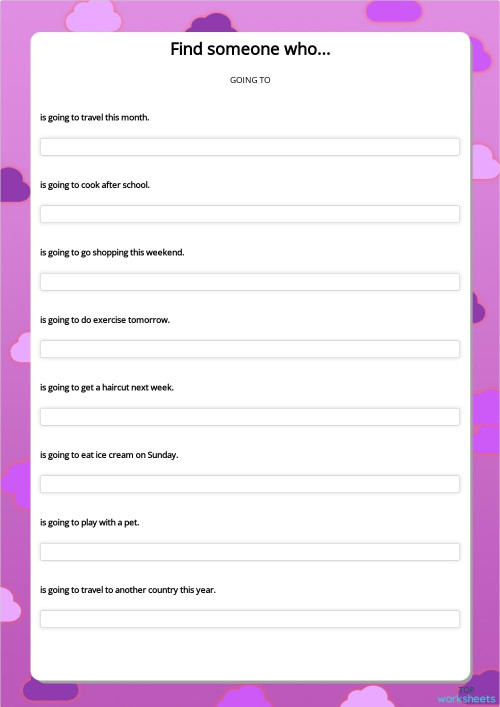 Find someone who.... Interactive worksheet | TopWorksheets