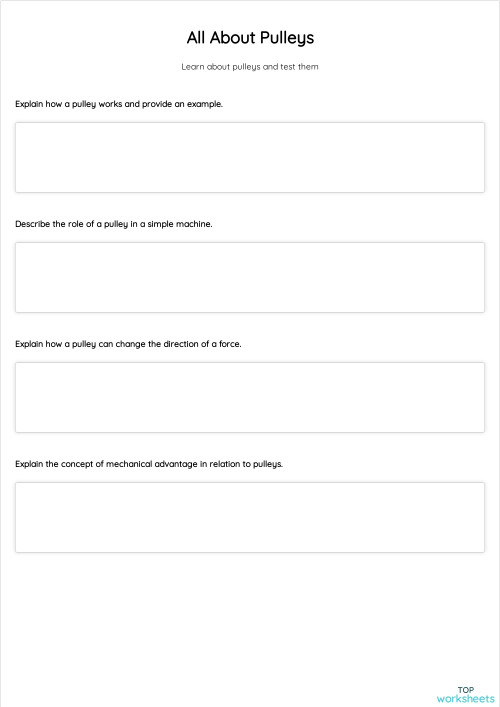 All About Pulleys. Interactive worksheet TopWorksheets