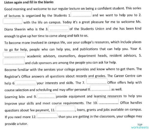 LISTENING - UNIT 7 - ACADEMIC 2 - EX 1B - CW. Interactive worksheet ...