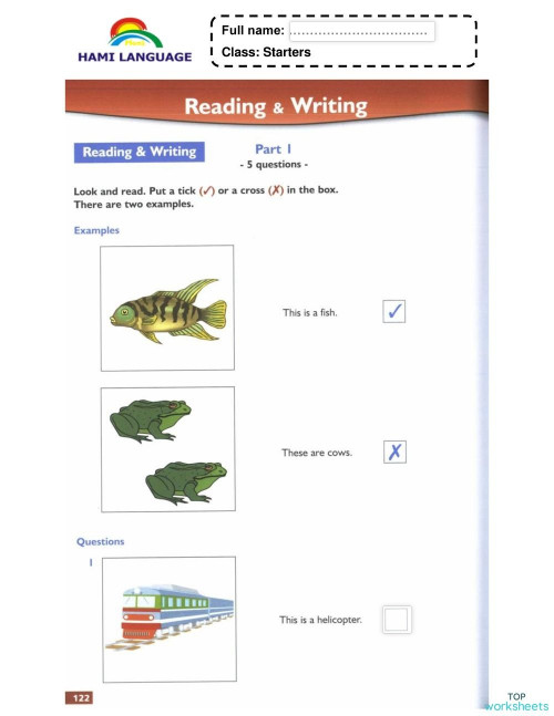 TEST 7 _ READING _ SUCCEED STARTERS. Interactive worksheet | TopWorksheets