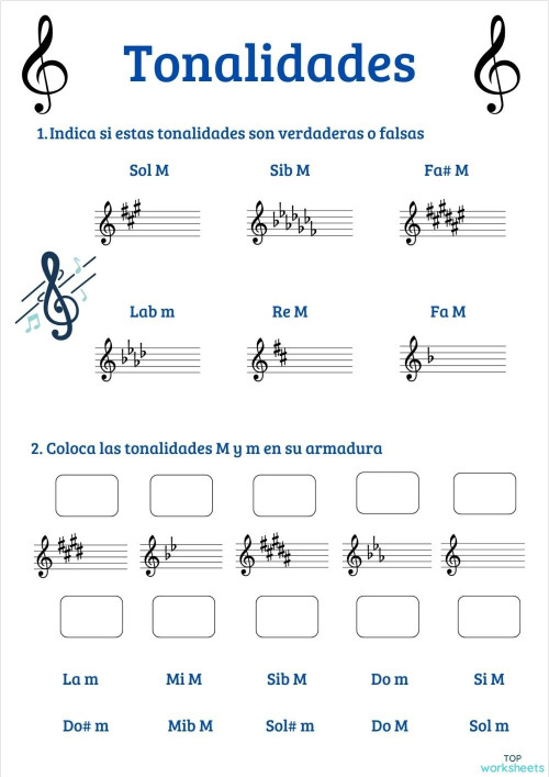 Tonalidades 1. Ficha interactiva | TopWorksheets