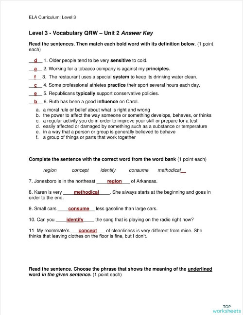 Vocabulary Module2 B1. Interactive worksheet | TopWorksheets