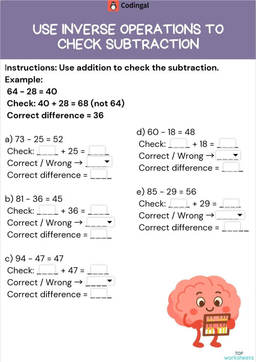 Let's Practice Subtraction!. Interactive worksheet | TopWorksheets