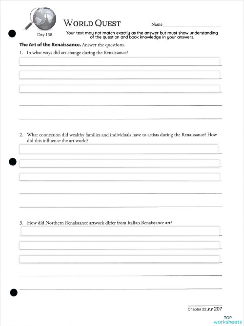 Chapter 22: Pg 207-208 World Quest. Interactive worksheet | TopWorksheets