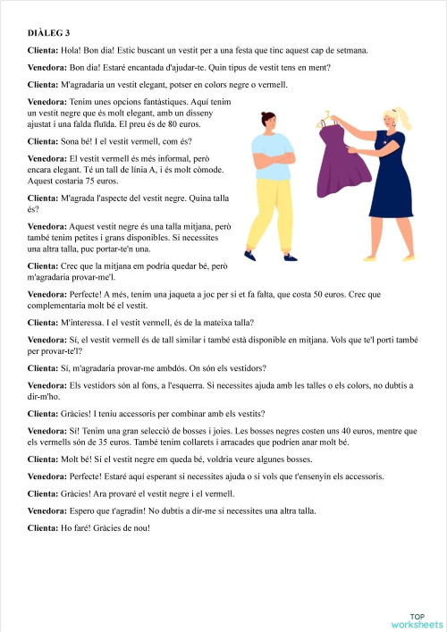 LA ROBA. DIÀLIG 3. Fitxa interactiva | TopWorksheets