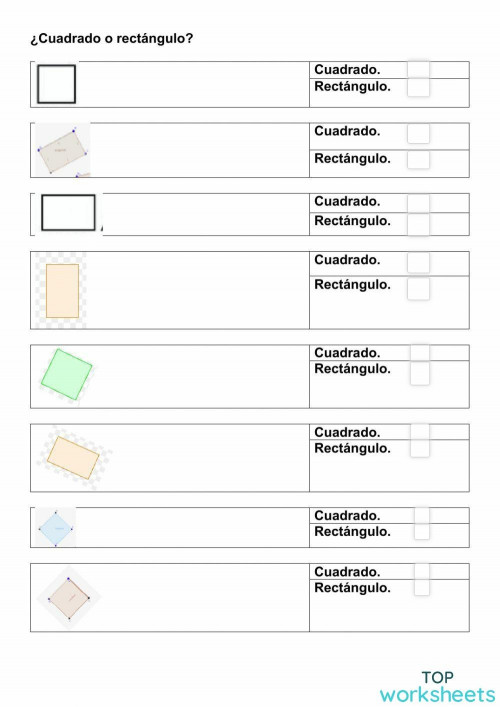 Cuadrados y rectángulos. Ficha interactiva | TopWorksheets