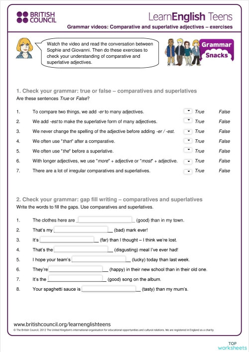 Practice.comparative.superlative. Interactive worksheet | TopWorksheets