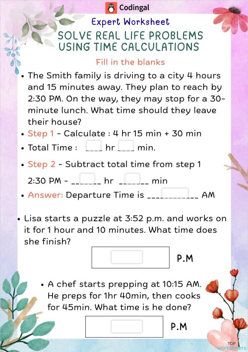 M_G05M15L43_WE03_Solving Time Word Problems. Interactive worksheet ...