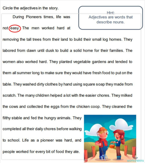 Indentify adjectives. Interactive worksheet | TopWorksheets