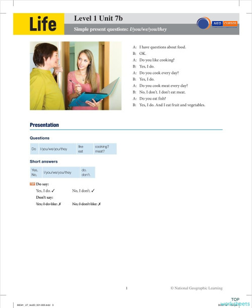 Neo Cursos Life 1 Unit 7b. Interactive worksheet | TopWorksheets