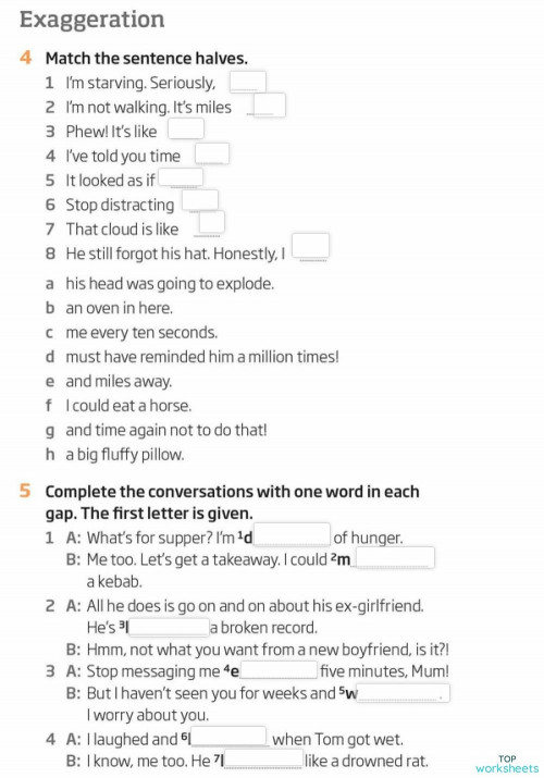 Exaggeration. Interactive worksheet TopWorksheets