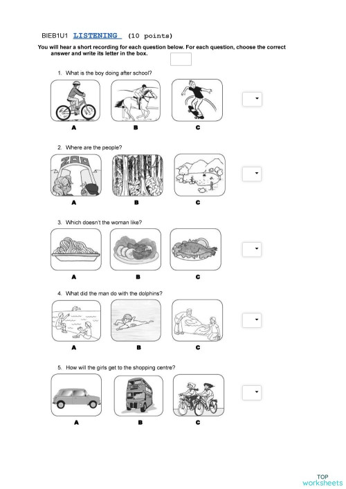 English language interactive worksheets and online exercises