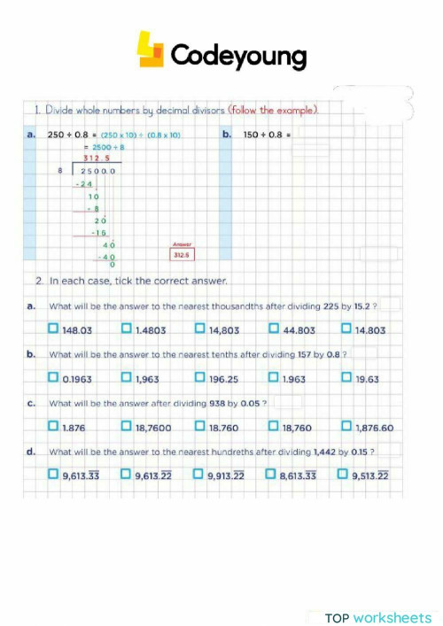 Long Division Method For Decimals