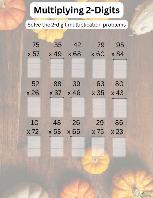 Multiplying 2-Digits. Interactive worksheet | TopWorksheets
