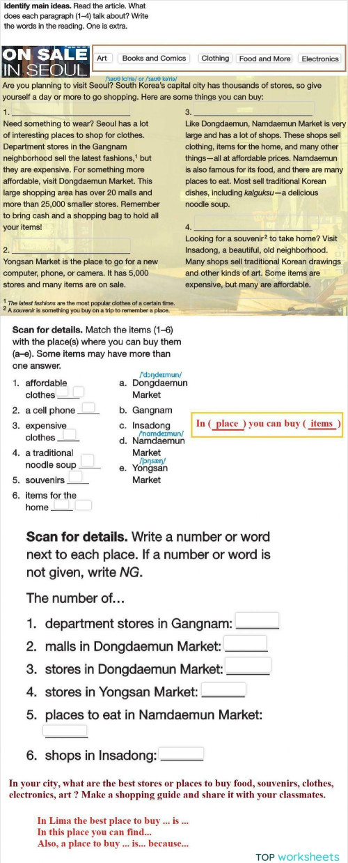 B05 unit 3 lesson b Reading. Interactive worksheet | TopWorksheets