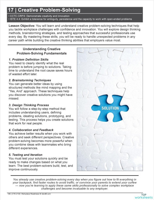 17 | Creative Problem-Solving - Reading Resource. Interactive worksheet ...